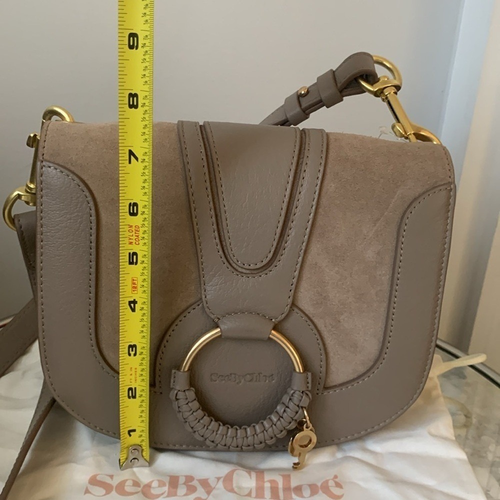 NWT SEE BY CHLOE HANA SHOULDER BAG suede leather taupe trendy small - Picture 3 of 12